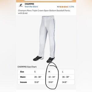 Champro Men's White Baseball Pants